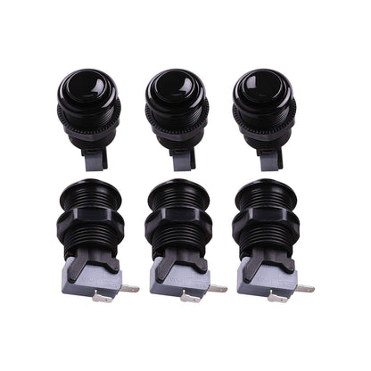 Reyann 6X Black Happ Type Standard Arcade Push Button with Microswitch for Mame/Jamma/Arcade Video Games