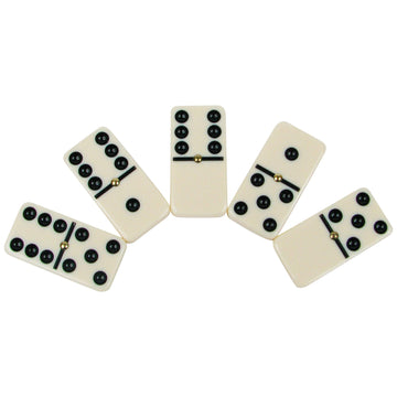 Double Six Dominos - 28-Piece Ivory Dominos Set for Adults and Kids - Classic Number Table Games Game for Family with Wooden Storage Case by Hey Play
