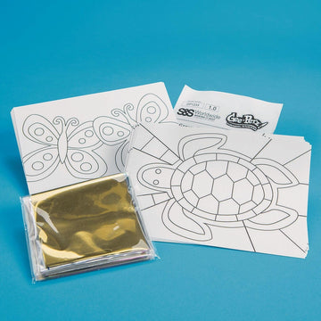 Foil Leaf Craft Kit - Animals, 8” x 6” Size, Turtle & Butterfly Designs, Pack of 24