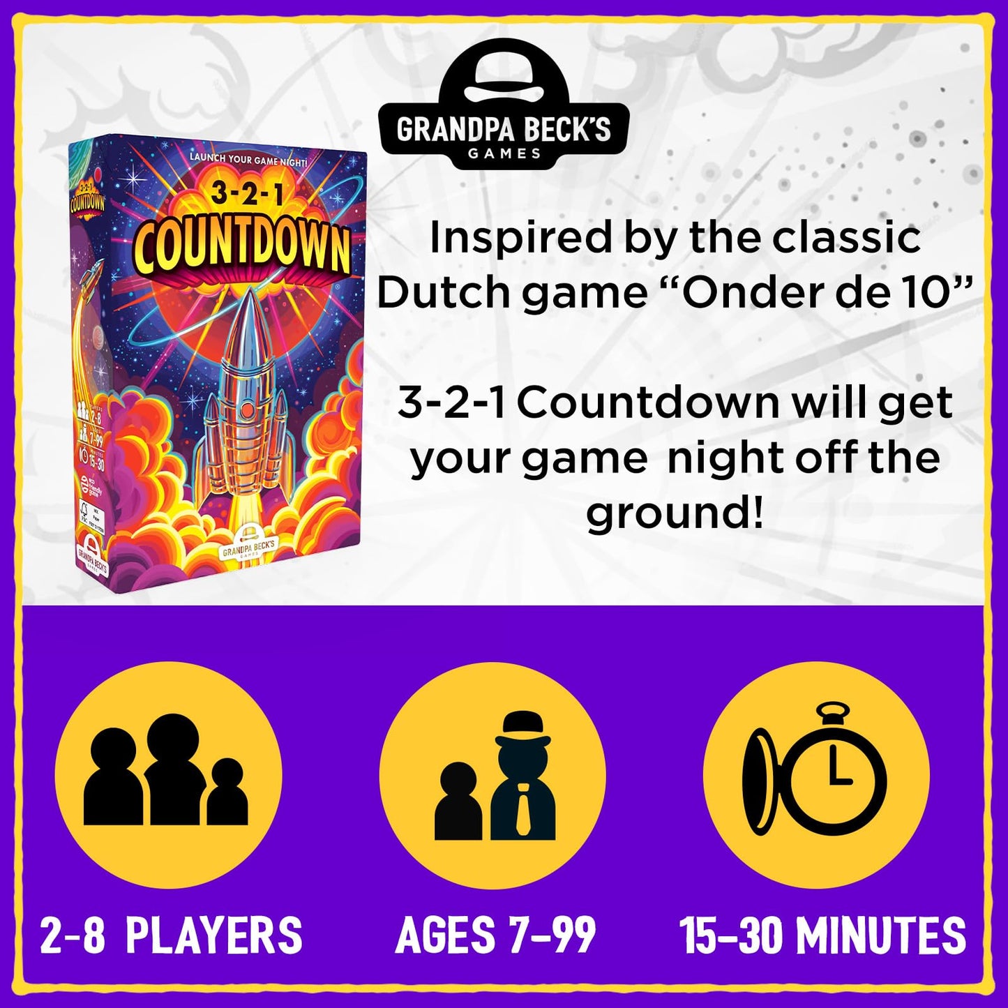 Grandpa Beck's Games 3-2-1 Countdown | Hand Elimination Card Game for Kids, Teens, Family & Adults | from The Makers of Cover Your Assets | 2-8