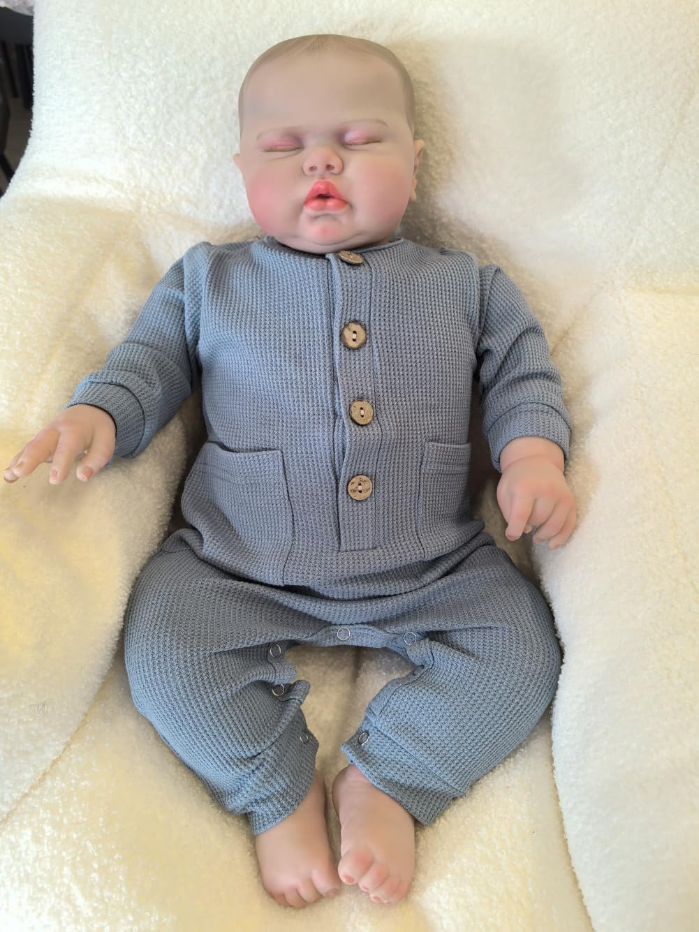 XinXinYuan 24 Inch Lifelike Big Reborn Baby Dolls Realistic Asleep Newborn Toddler Boy with Feeding Accessory that Look Real Silicone Baby Doll
