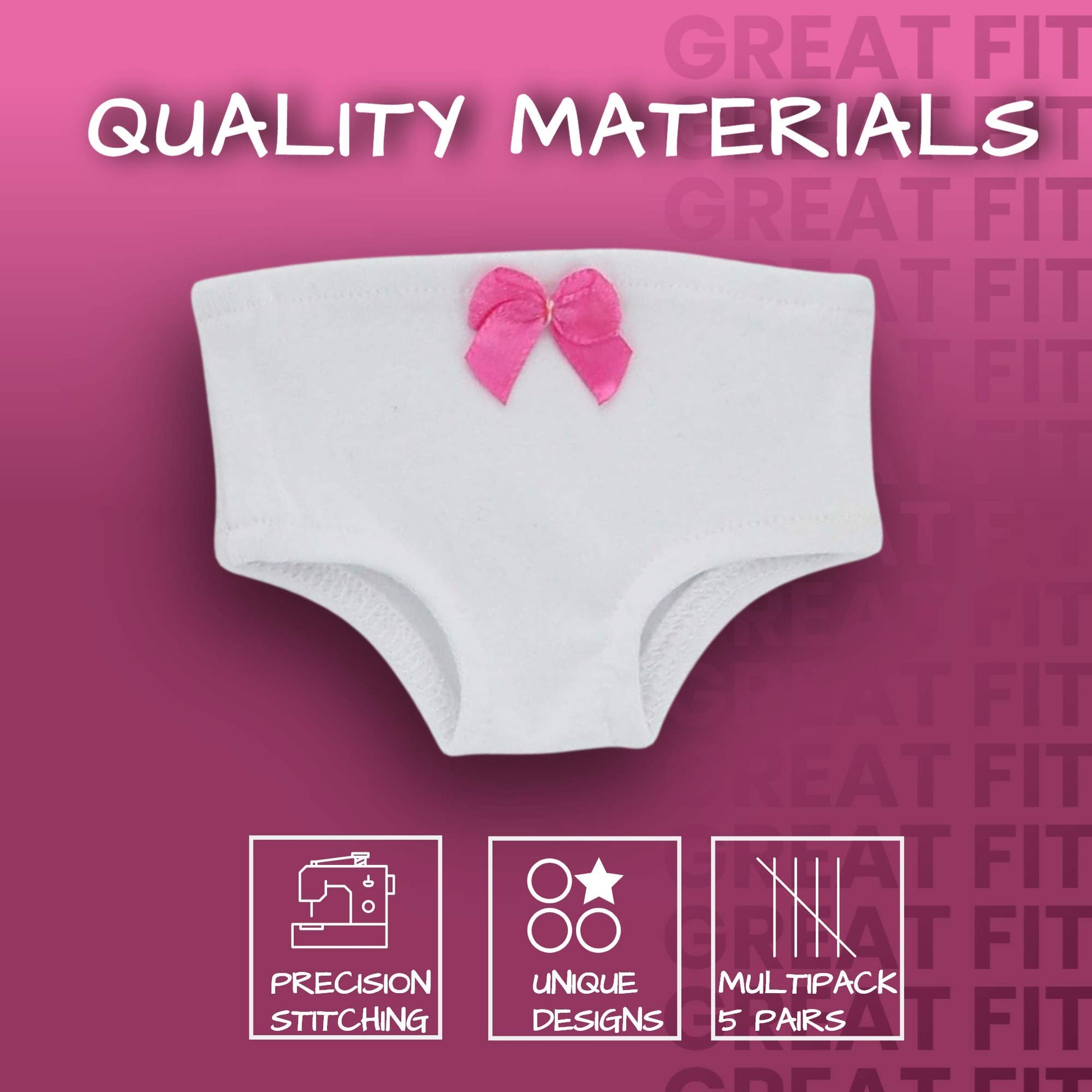 PZAS Toys 18 Inch Doll Underwear- 5 Pairs of Underwear Compatible with Most Major Brands 18" Dolls