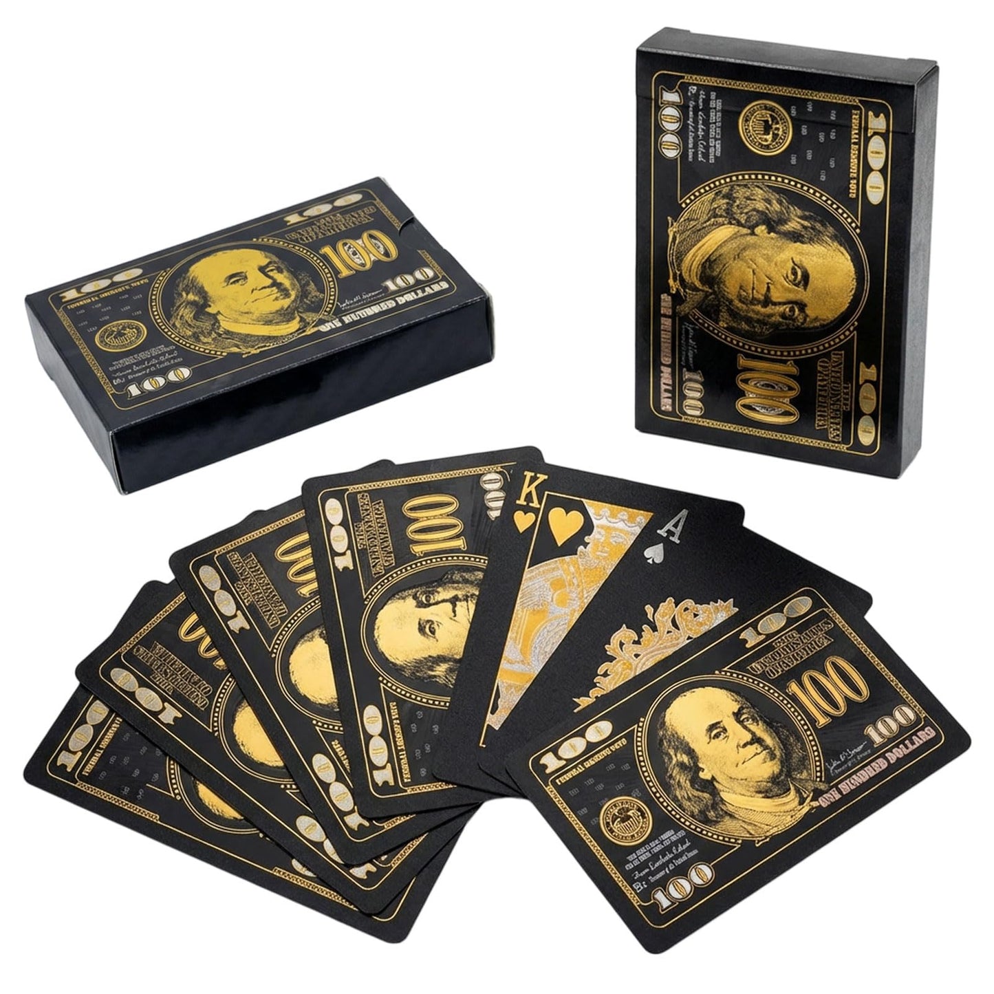Nxsyn Playing Deck of Cards Waterproof Poker - 2 Pack Plastic Cool Fancy Card Games with Gold Foil, Durable & Washable for Pool, Beach, Poker Night,