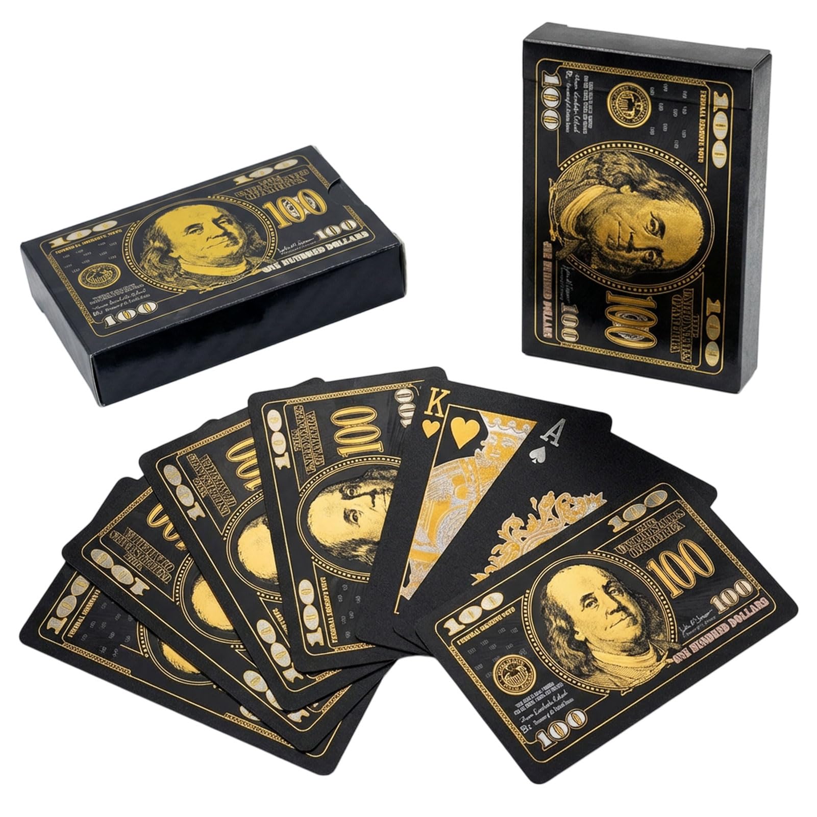 Nxsyn Playing Deck of Cards Waterproof Poker - 2 Pack Plastic Cool Fancy Card Games with Gold Foil, Durable & Washable for Pool, Beach, Poker Night,