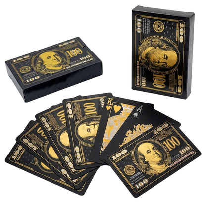 Nxsyn Playing Deck of Cards Waterproof Poker - 2 Pack Plastic Cool Fancy Card Games with Gold Foil, Durable & Washable for Pool, Beach, Poker Night,