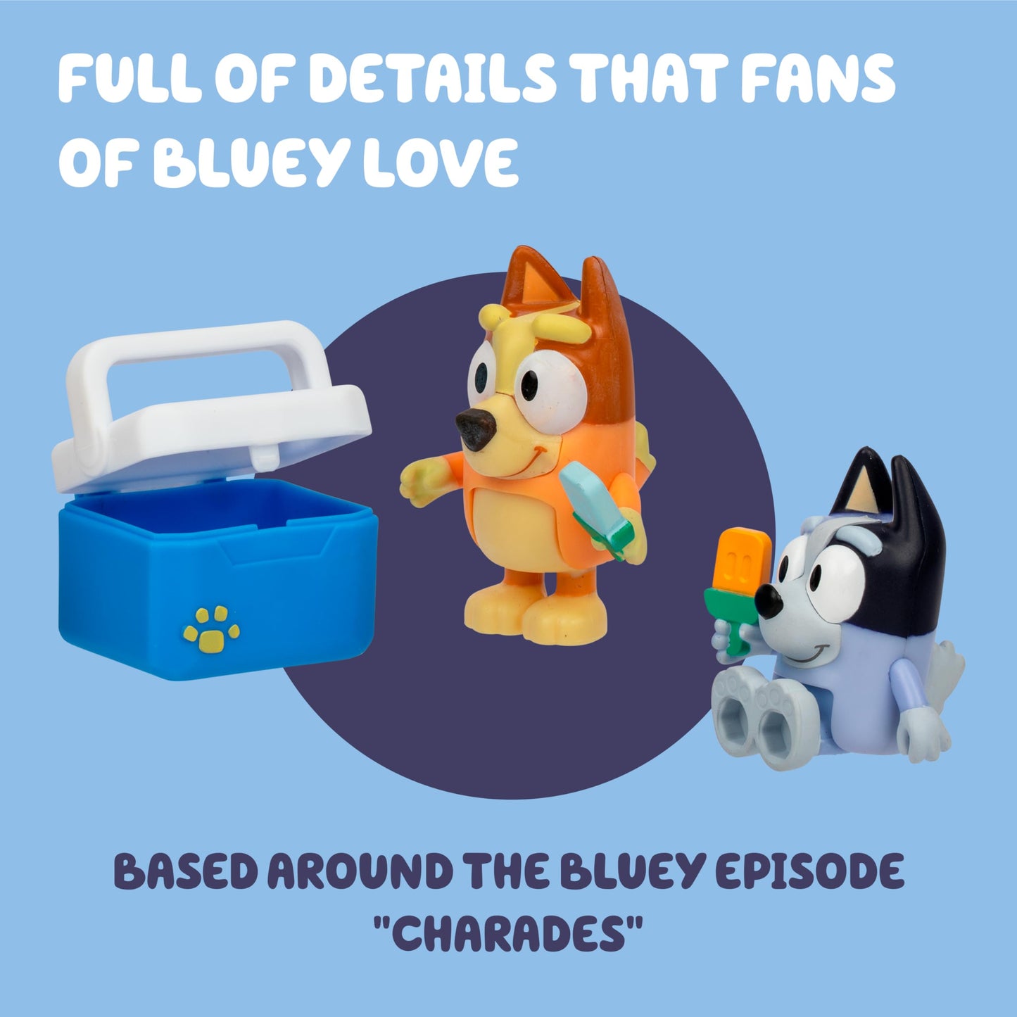 Bluey Let's Play Chef 2-Pack Toy Figure Playset, Ice Blocks Bingo and Socks Toddler Figurine Toys Set, Poseable Figurines for Kids Ages 3-5