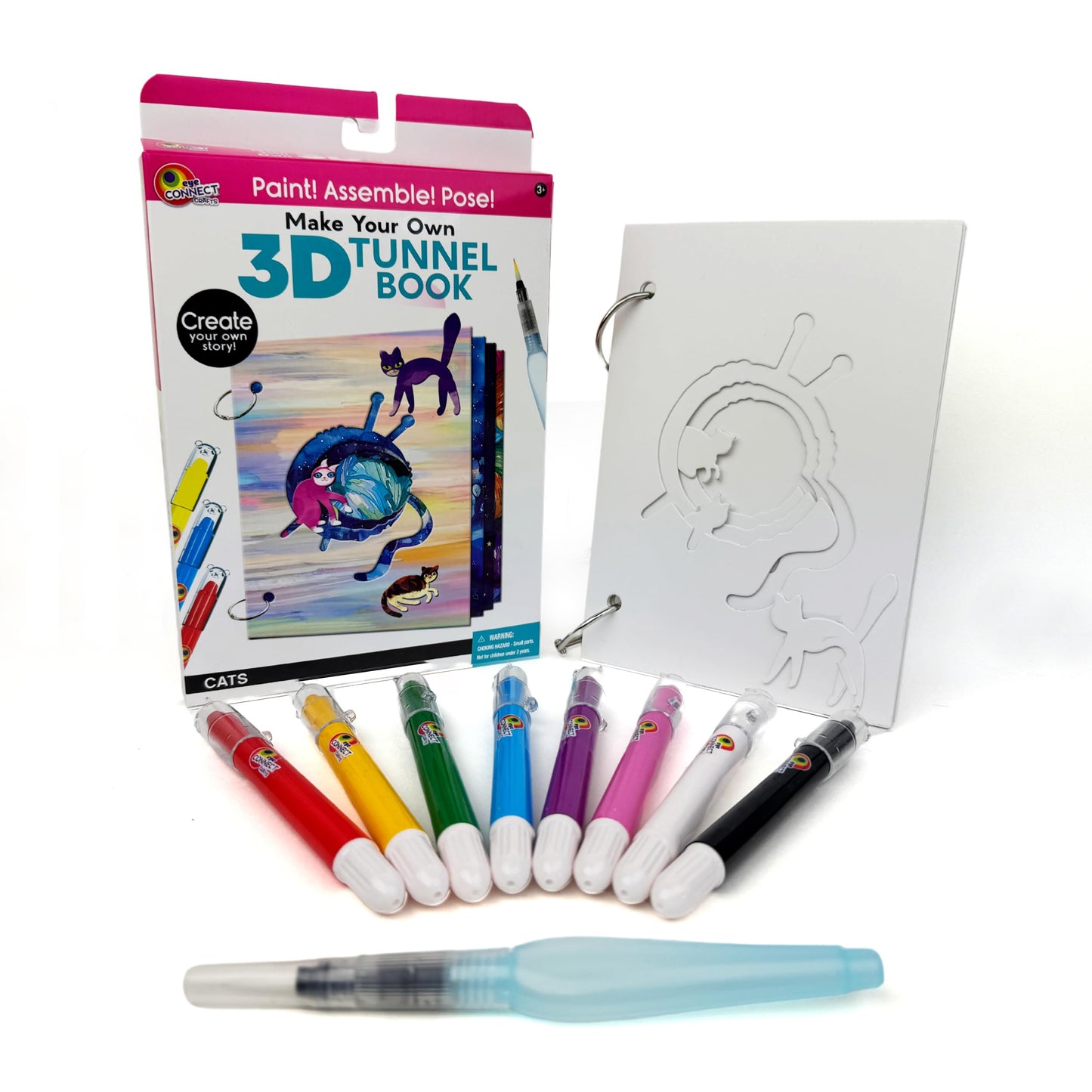 EyeConnect Crafts Make Your Own 3D Tunnel Book | Mini DIY Book Art & Craft Kit | Build, Paint & Draw Your Own Book with Mini Animals | Award-Winning