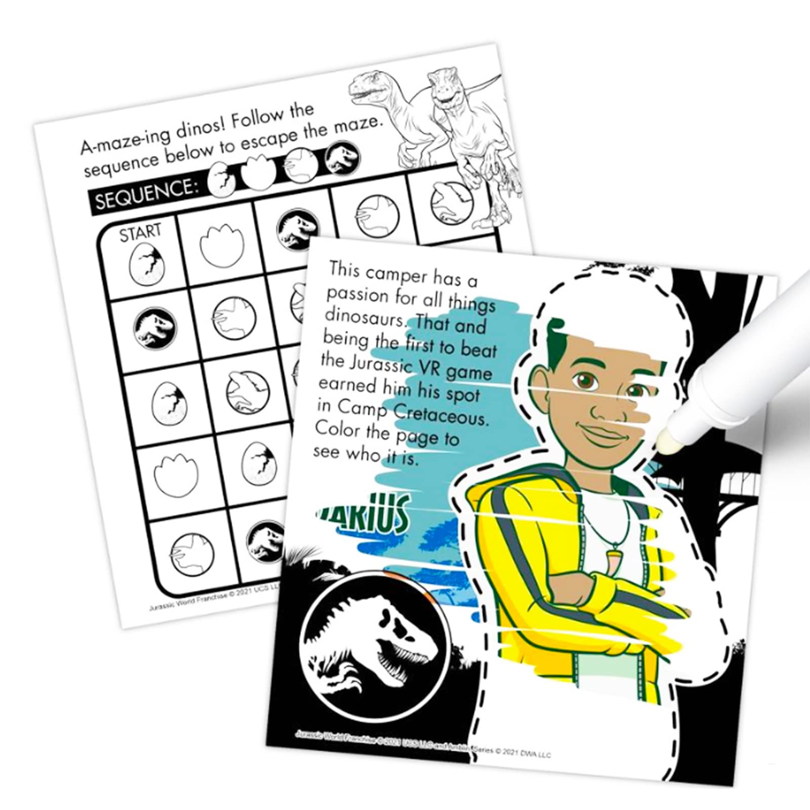 Jurassic World Camp Cretaceous Coloring Book Set with Stickers ~ Bundle with Chaos Theory Dino Coloring and Activity Book, Imagine Ink, Play Pack,