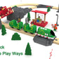 Battery Operated Bullet Train with Opening Carriages & 2 Action Figures, Jurassic Dinosaur Train for Wooden Track, Lights & Sounds, Compatible