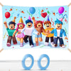 Gaming Birthday Backdrop 6x4ft, Extra Thick Fabric Photo Backdrop Banner, Cartoon Block Party Background, Reusable Cartoon Character Decoration with 4