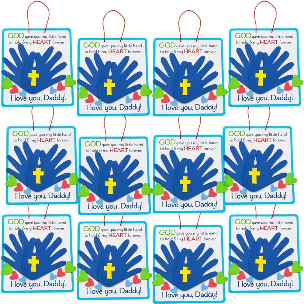 Fun Express Religious Father's Day Handprint Poem Craft Kit Makes 12 - Sunday School Crafts for Kids Ages 4-8 | Christian Crafts & Bible Activities |