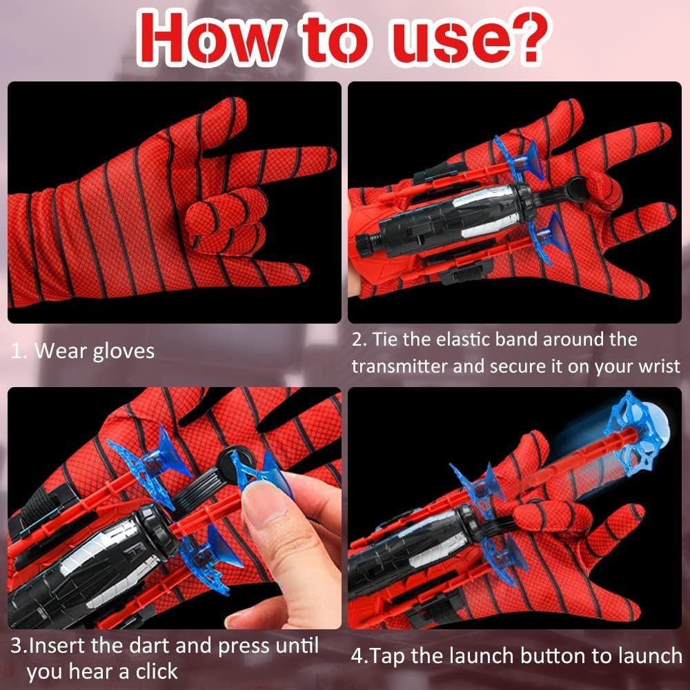 Vinciph Superhero Web Shooter Water Toy Set with Role Play Glove, 2-in-1 Outdoor Water Blaster & Dart Launcher for Kids Summer Pool Beach Backyard