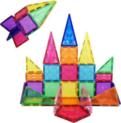 PicassoTiles Magnetic Tiles Building Block Construction Toy Set Prism Magnet Tile Blocks STEM STEAM Learning Kit Early Education Builder Playset Toys