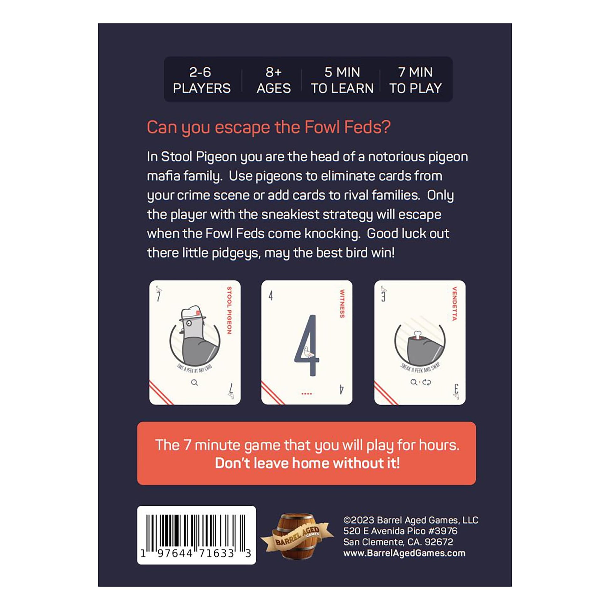 Barrel Aged Games: Stool Pigeon | Quick Tactical Pigeon Mafia Card Game You Will Play for Hours! Easy to Teach, Fun for All, Ages 8+, 2-6 Players