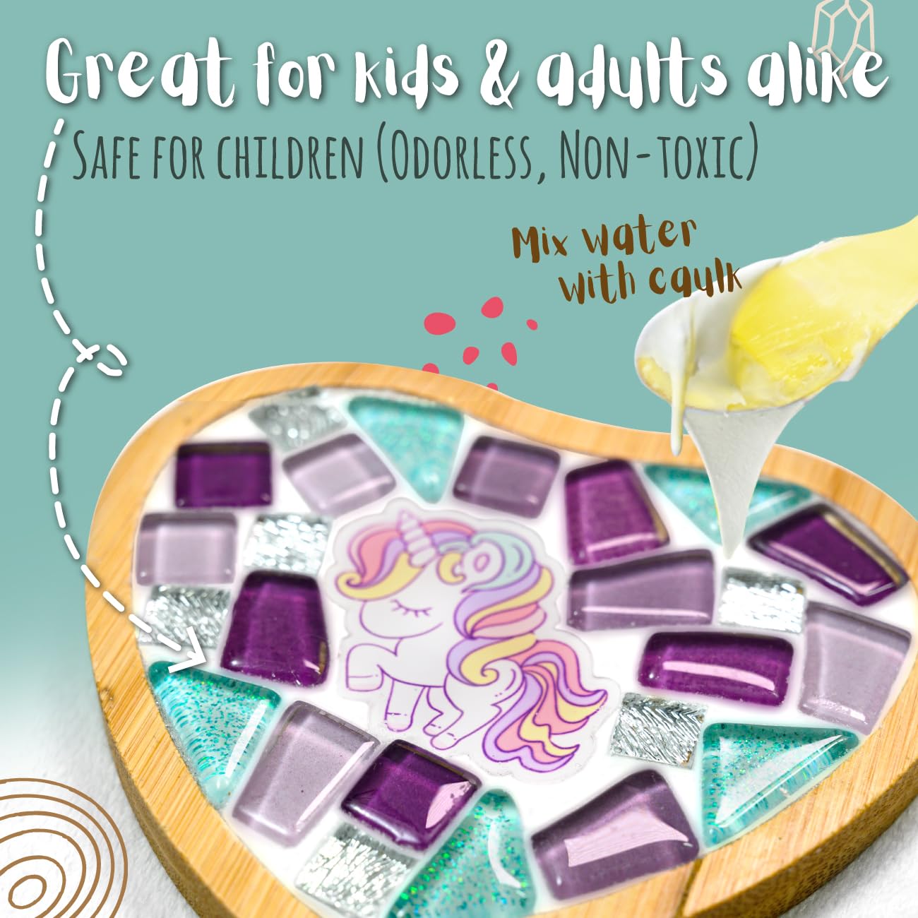 Glittery Garden Mosaic Craft Kit to Decorate Coaster with Glass Tiles