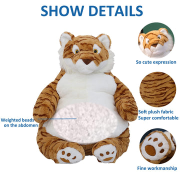 ronivia Tiger Weighted Stuffed Animals, 21.5" 5.2 lbs Weighted Tiger Plush Large Weighted Plush Animal Toy Pillow Gifts for Boys and Girls