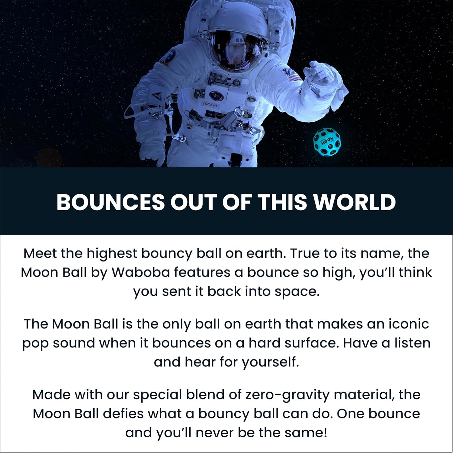 Waboba The Original Moon Ball, Teal, Hyper Bouncy