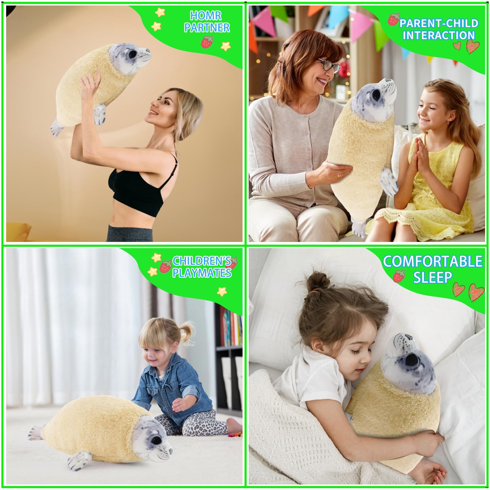 Dinyinor 20‘’ Molting Seal Plush Pillow,Chubby Blob Seal Stuffed Animal plushies for Boys Girls, Kids' Throw Pillow,Gifts for Kids