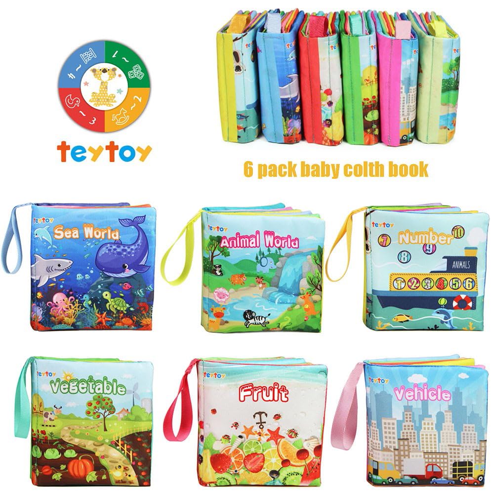 teytoy My First Soft Book,Nontoxic Fabric Baby Cloth Books Early Education Toys Activity Crinkle Cloth Book for Toddler, Infants and Kids Perfect
