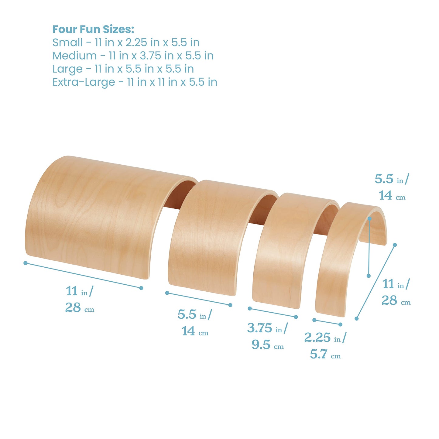 ECR4Kids Wooden Tunnels and Arches, Block Play, Natural, 10-Piece