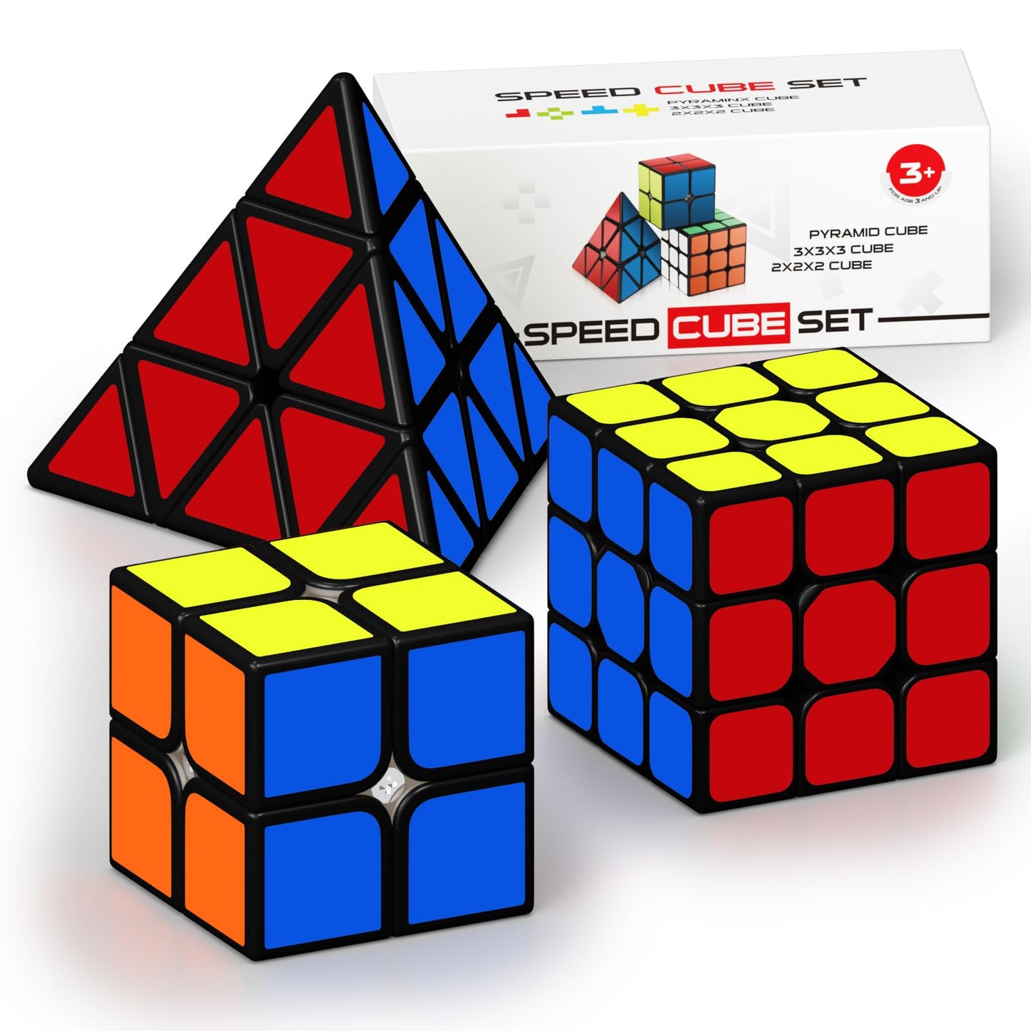 Speed Cube Set,Vdealen Magic Cube Set of 2x2x2 3x3x3 Pyramid Smooth Puzzle Cube