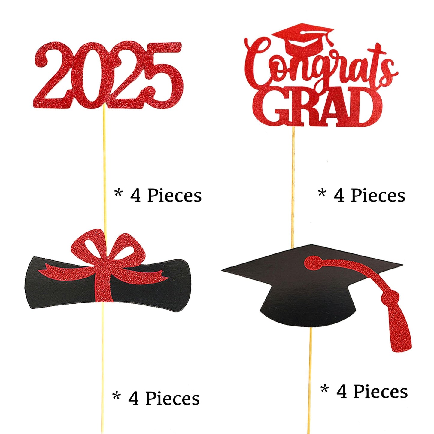 YuBoBo Graduation Decorations Class Of 2025 Table Vase Toppers Deco. 16 PCS Party Deco Supplies Photo Props Kits Big Sticker Party Centerpieces Favor
