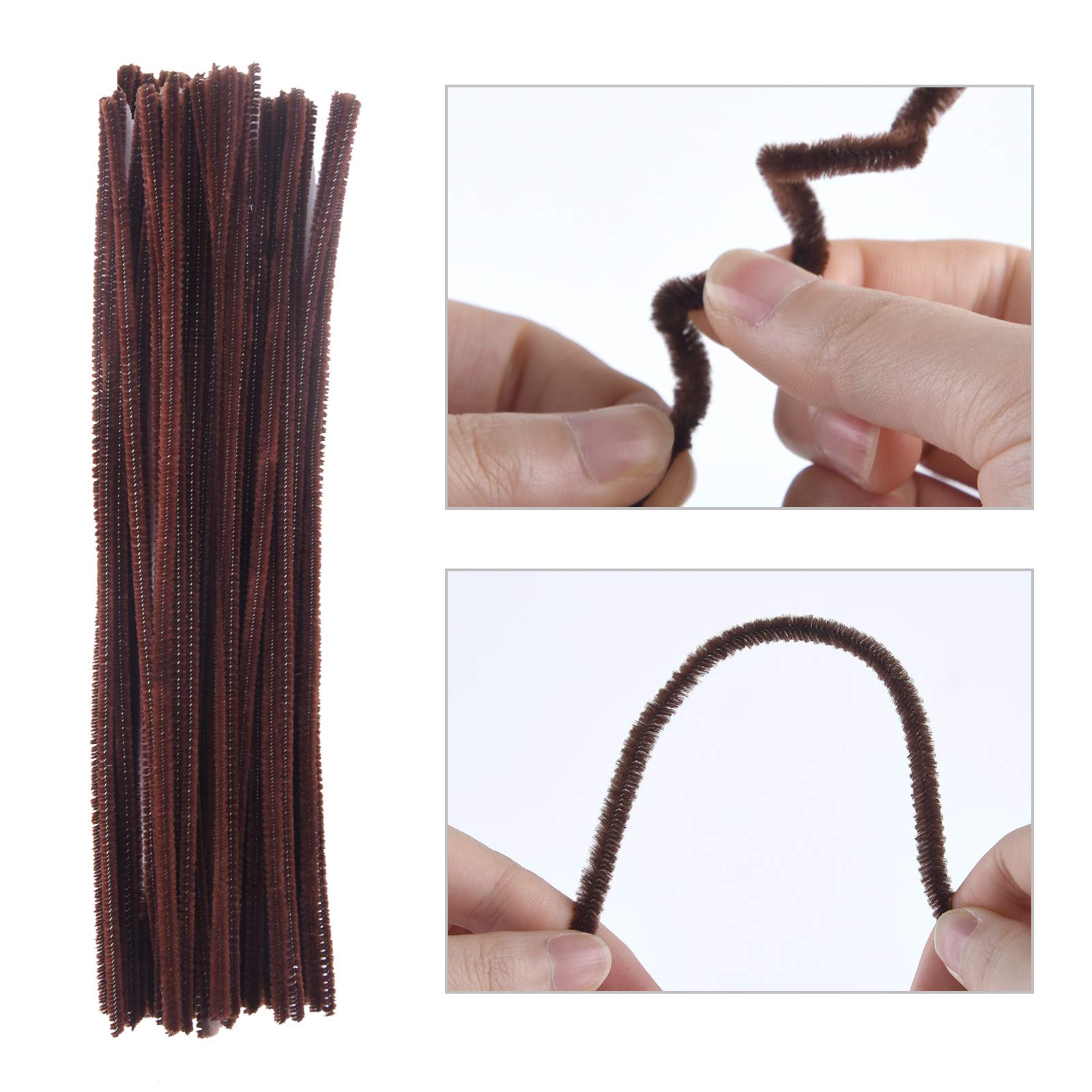 CHRORINE 830 Pcs Pipe Cleaners Craft Set, Brown Pipe Cleaners, Googly Eyes, Red Pom Poms for Christmas Reindeer DIY Crafts
