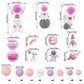 27 PCS Pink Space Cake Toppers Astronaut Figurines Outer Space Astronaut Planet and Rocket DIY Cake Topper for Birthday Party Baby Shower Supplies