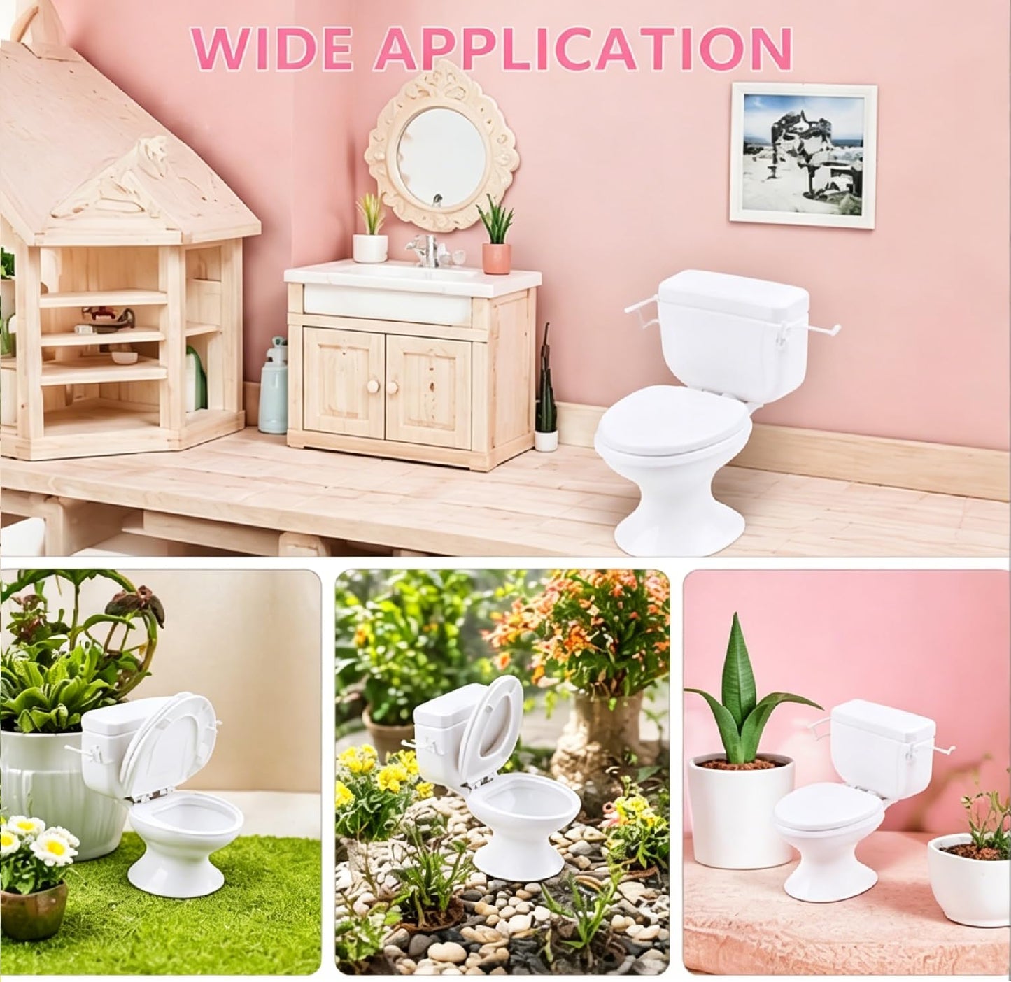 4pcs Mini Toilet Seat, Doll House Furniture 1:12 Miniature Classic Bathroom ToiletTiny Cake Topper Bathroom Furniture Dollhouse Accessories