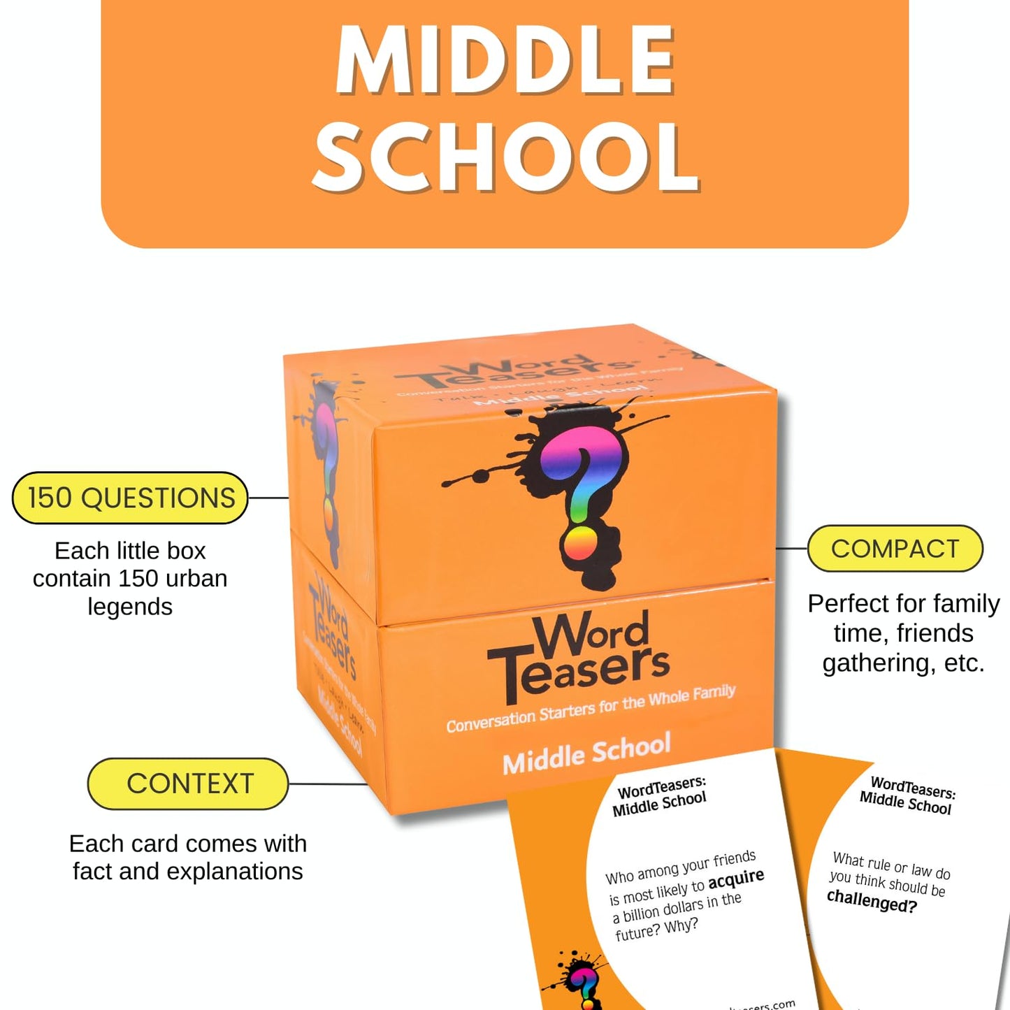 ? WORD TEASERS Middle School - Vocabulary Game for Kids 10-13 - Fun Family Conversation Starters - Reading Games for Middle School - 150 Vocabulary