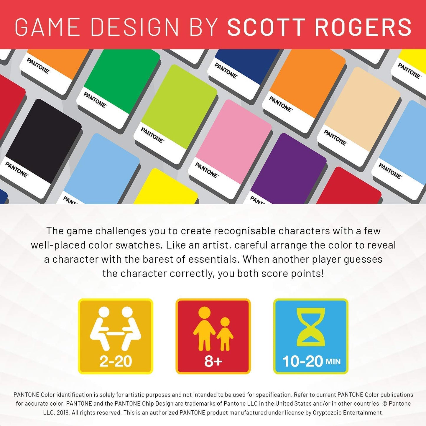 Cryptozoic Entertainment Pantone: The Game - Simple-to-Play Competitive Party Game - Ages 8 and Up - Create Pop Culture Characters Using Only Color