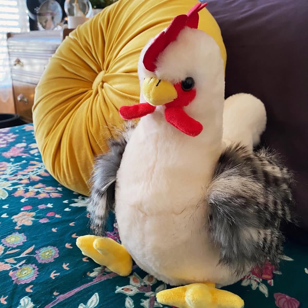 The Petting Zoo Chicken Stuffed Animal Plushie, Gifts for Kids, Wild Onez Barnyard Animals, White Chicken Plush Toy, 9 inches