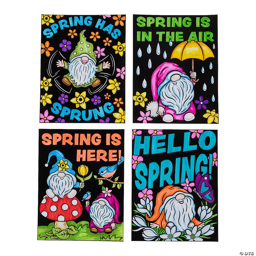 Fun Express Color Your Own Spring Gnome Fuzzy Posters - 12 Pieces