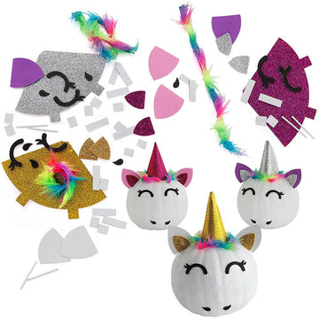Fun Express Unicorn Pumpkin Decorating Kits - Makes 6 - Crafts for Kids