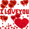 I Love You Balloons and Heart Balloons with 500 Pieces Rose Petals, Foil Mylar Love Balloon for Him/Her Wedding Anniversary Engagement Valentine Day