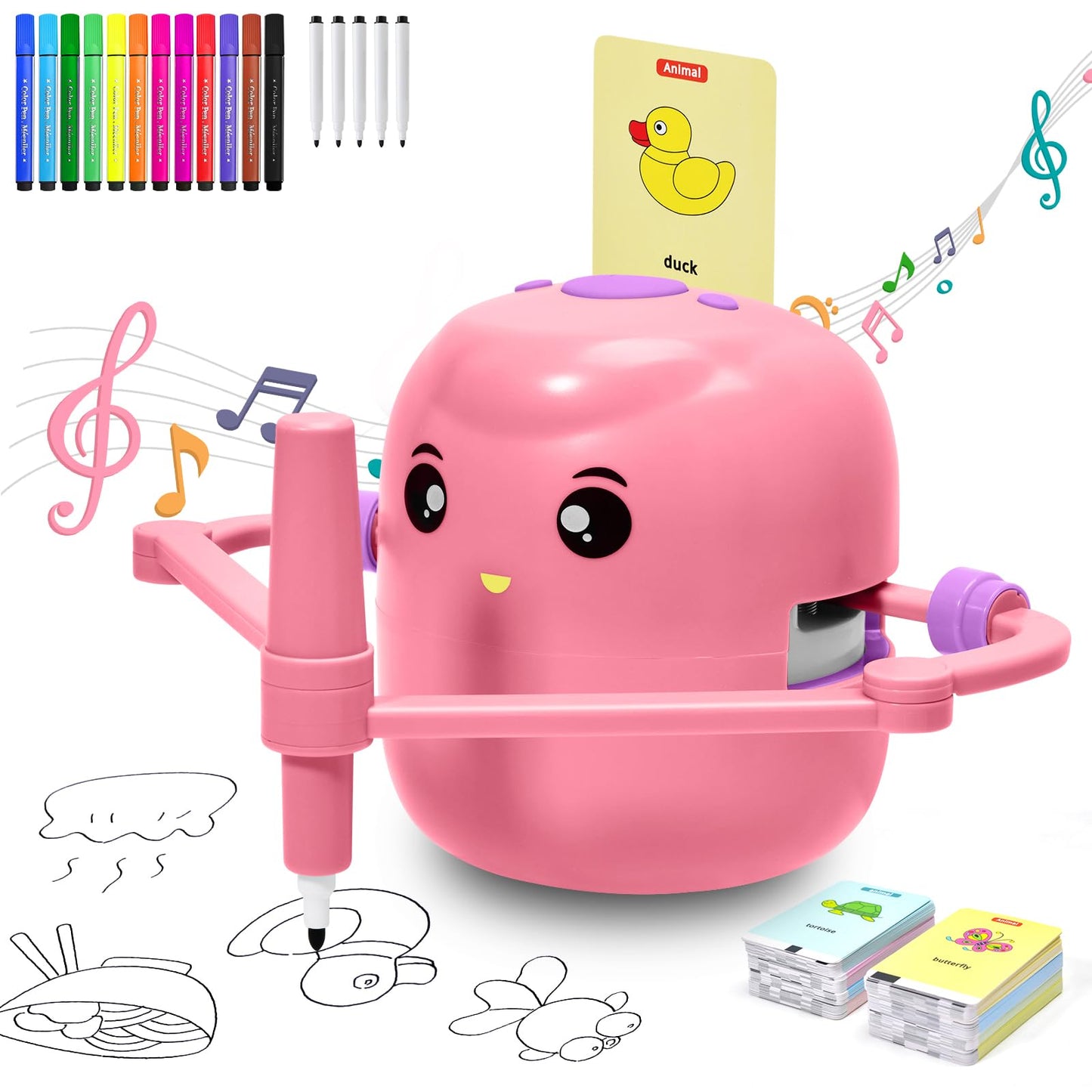 Drawing Robot for Kids, Voice Interactive Educational Drawing Machine with 150 Drawing Cards, Montessori Learning Toys for Kids Ages 3-8, for Boys