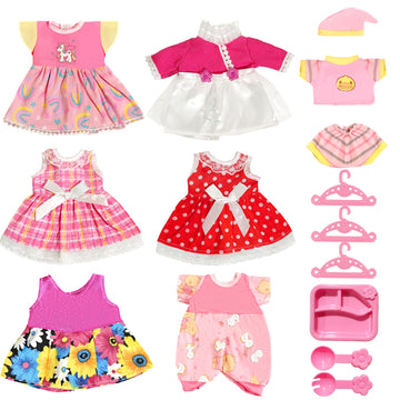 ARTST Doll-Clothes-Accessories 7 Set Baby-Doll-Clothes Suitable for 8-10-Inch-Dolls Included Tablewar and Hangers