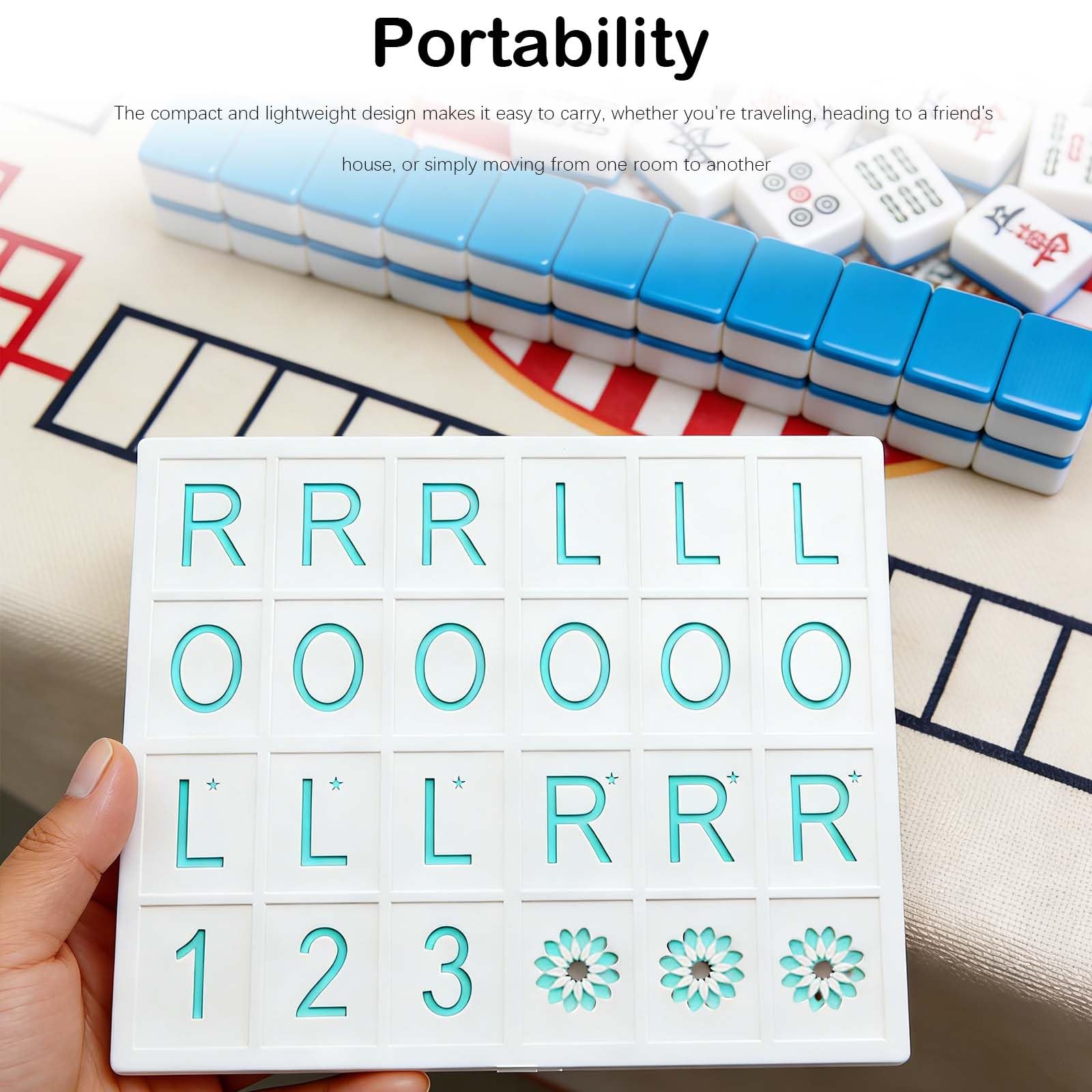 NWIUREN Solo Mahjong Board Practice - Portable Mahjong Training Board for Beginners, Game Lovers, Adults - Lightweight and Easy to Carry for Travel