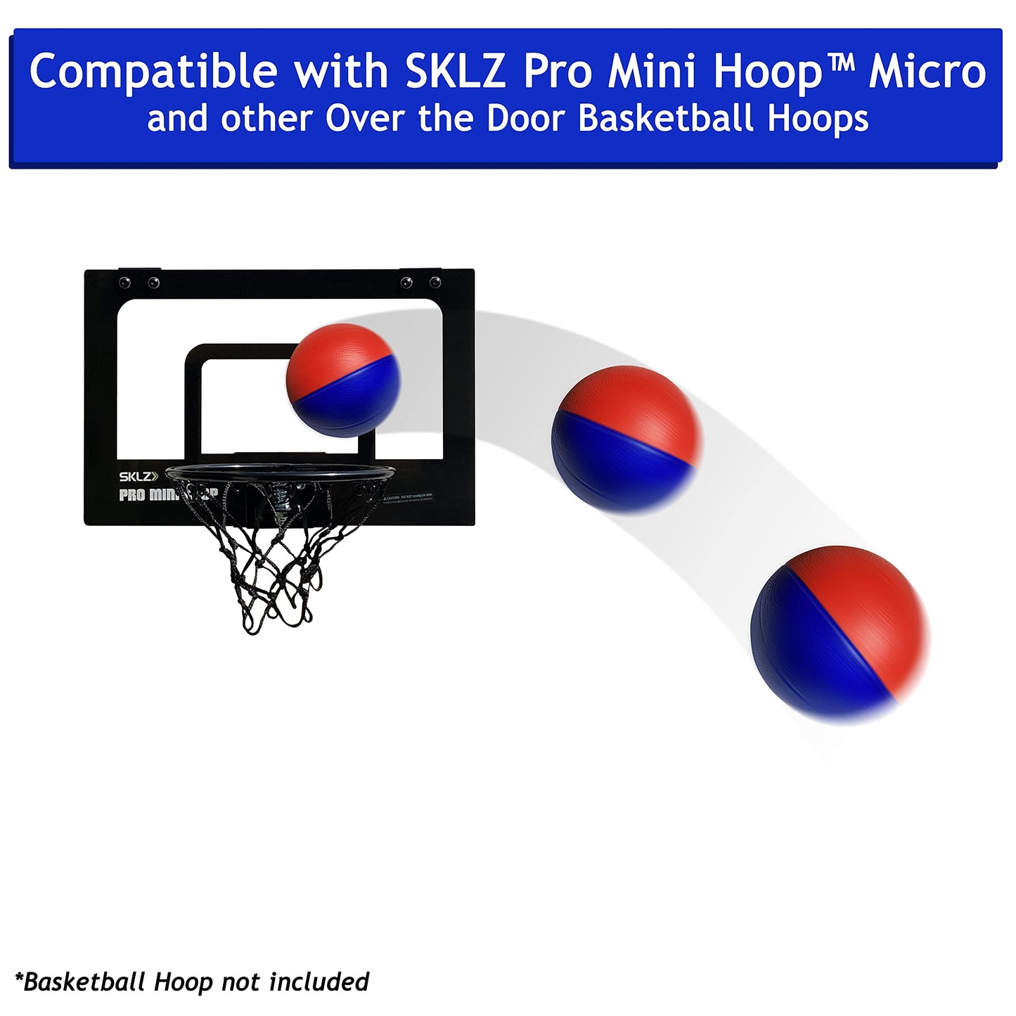 Botabee 4" Mini Foam Basketball for Indoor Mini Hoop Basketball Games, 2 Pack | Mini Indoor Basketball Hoop Games & Kids Mini Hoops (Blue/Red)
