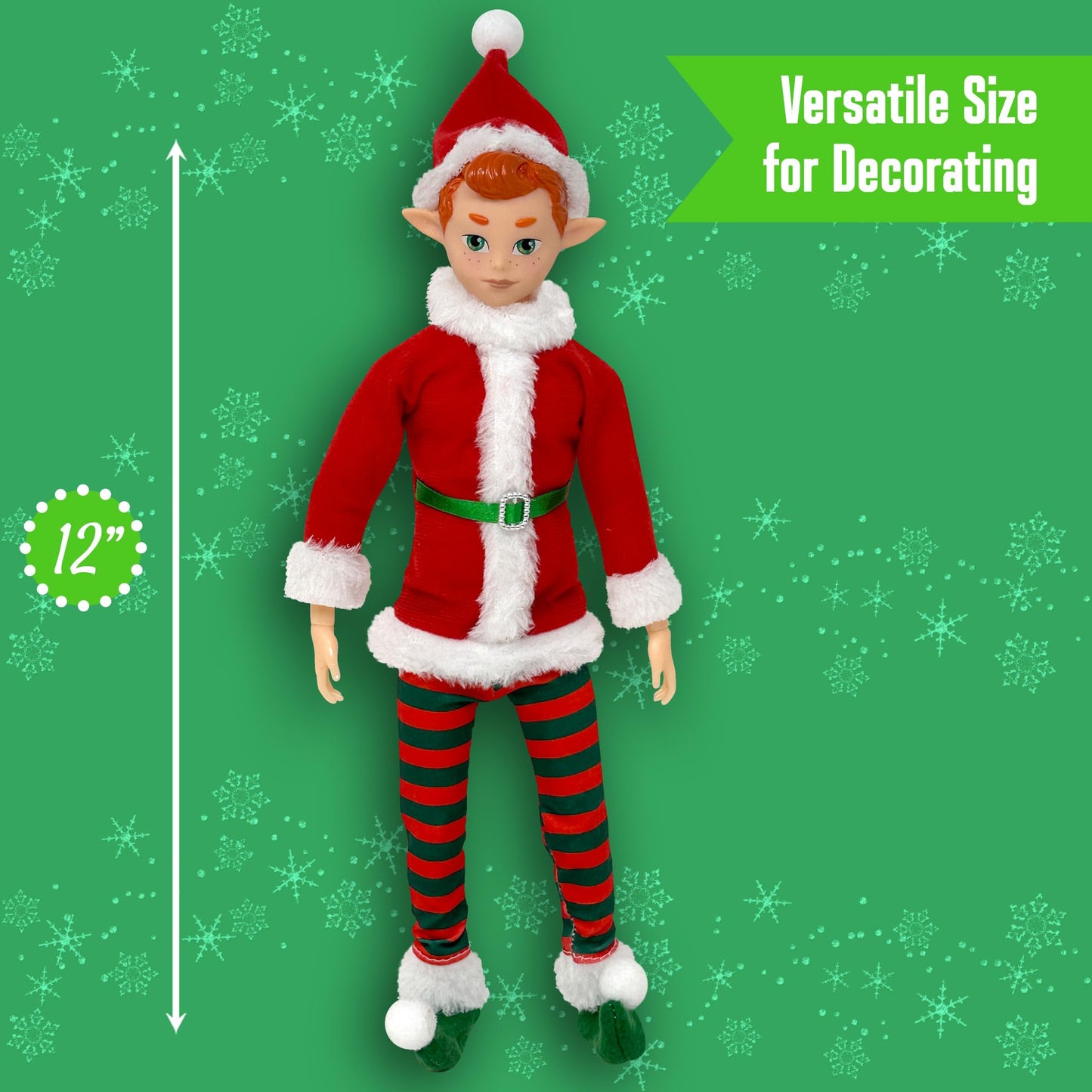 The Original Elf Christmas Elf Dolls, 12" Elf Doll, Toy for Kids or Décor, Mini Toy Elf Dolls for Christmas Elf Decorations, Poseable Little Elf Shelf
