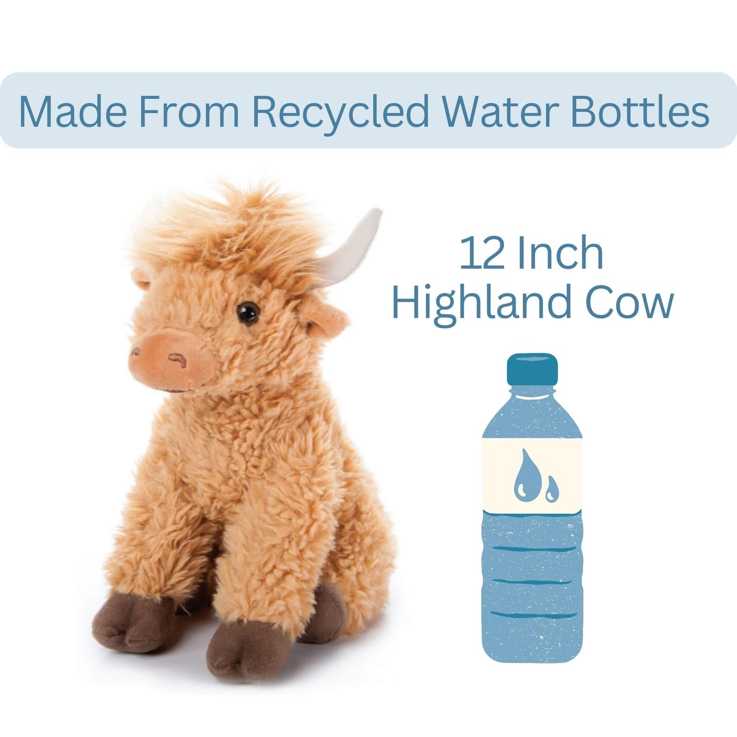 The Petting Zoo Highland Cow Plushie Stuffed Animal, Gifts for Kids, Wild Onez Wildlife Animals, Blonde Cow Plush Toy, 12 inches