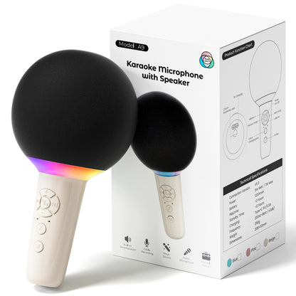 Wireless Bluetooth Karaoke Microphone for Kids, Portable Handheld Karaoke Mic Speaker Toys with LED Light, Best Christmas Birthday Festival Party Gift