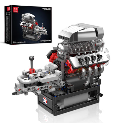 Mould King 10225 V8 Engine Model kit That Runs- Build Your Own STEM V8 Model Engine with Transmission, 8-Cylinder Car Engine kit Building Engineering