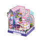 Hands Craft My Melody & Kuromi Tea Party Miniature House Kit - Kawaii 3D Puzzle with Tiny Tea Cups & Cake - DIY Wooden Craft Kit for Bedroom or