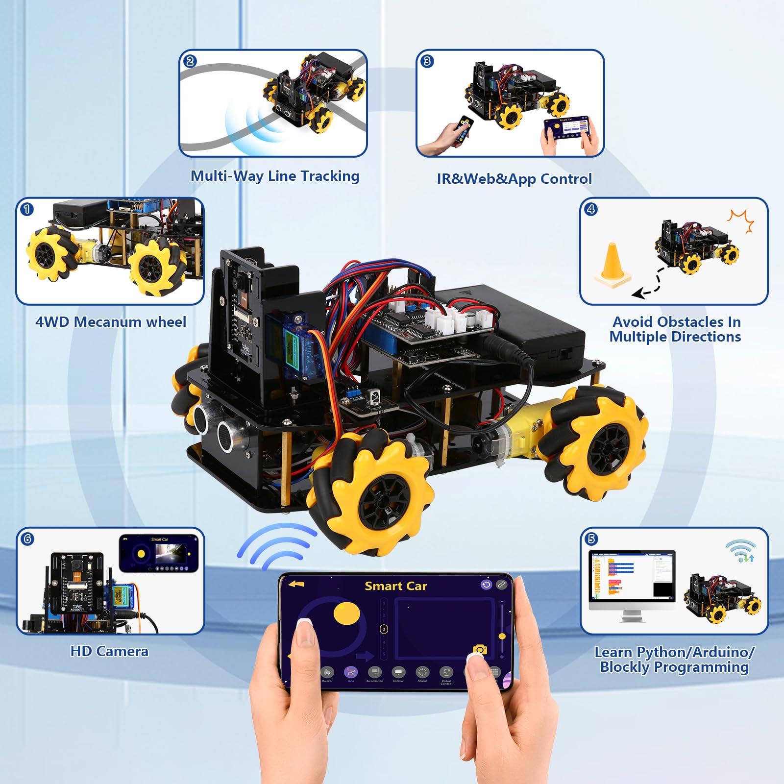 ACEBOTT Robot Kit with 3MP Camera, Robotics for Kids Ages 8-12 12-16 Compatible with Arduino & Scratch, App & Remote Control, STEM Toys Coding Robot