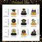 9PCS Graduation Party Decorations Class of 2025 Congrats Grad Table Centerpiece Congratulate Graduation Black and Gold Honeycomb Table Toppers