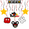 LINGTEER Oh Twodles Birthday Swirls Streamers - Cheers to Boys 2nd Birthday Kids Two Years Old Mouse Theme Party Hanging Decorations.