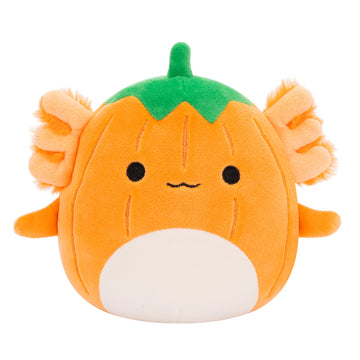 Squishmallows Original 5-Inch Halloween 4-Pack - Gabin Pumpkin Axolotl, Fitzy Goblin Holding Latte, Malcolm Bat Mushroom, Ms. K Purple Clown