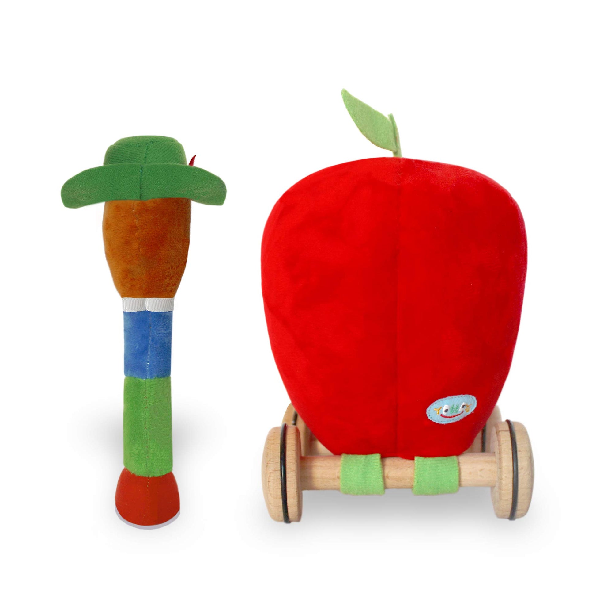 YOTTOY Richard Scarry Collection | Lowly Worm Soft Toy with Busytown Applecar - 2 in 1 Toy