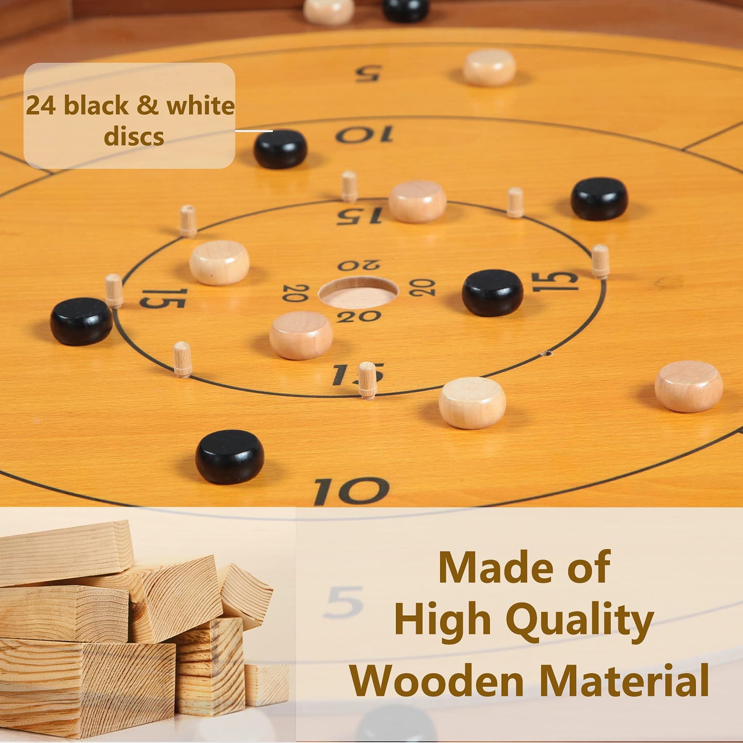 Tournament Crokinole and Checkers, 30-Inch Official Crokinole Board Game with 26" Playing Surface, Canadian Heritage Tabletop Game for Two Players